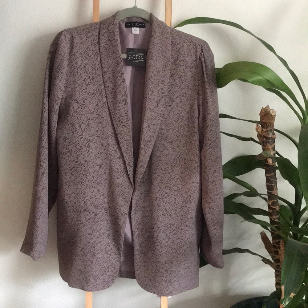 Black polka dotted, lavender blazer